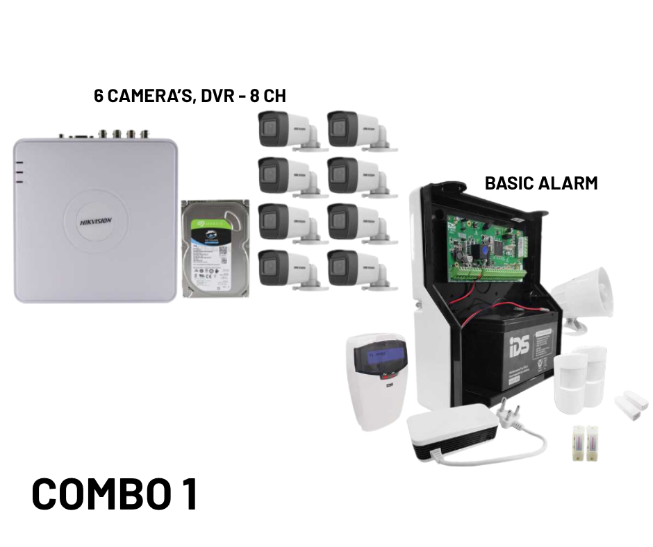 Combo 1 - Complete Home Security Bundle — Alarm + 6 Camera CCTV Kit