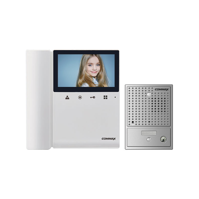 Commax 4.3" Expandable Col Video Intercom Kit With Pinhole Gate Statio