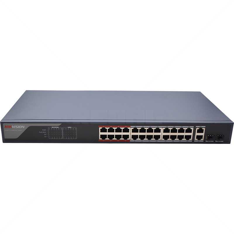 Hikvision 24 Port 10/100 PoE Smart + 2 Gbps RJ45/SFP (Combo) Switch
